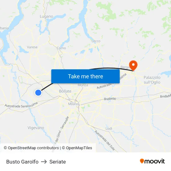 Busto Garolfo to Seriate map