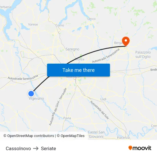 Cassolnovo to Seriate map
