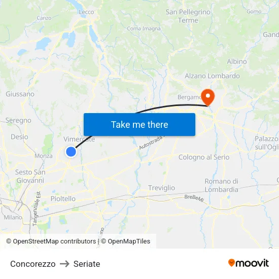 Concorezzo to Seriate map