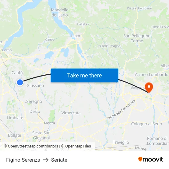 Figino Serenza to Seriate map
