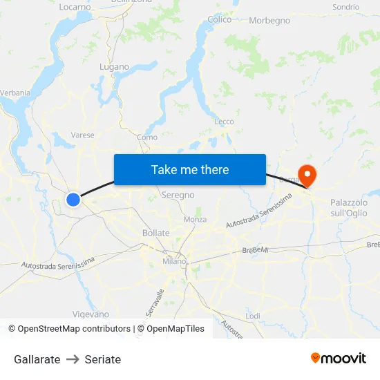 Gallarate to Seriate map