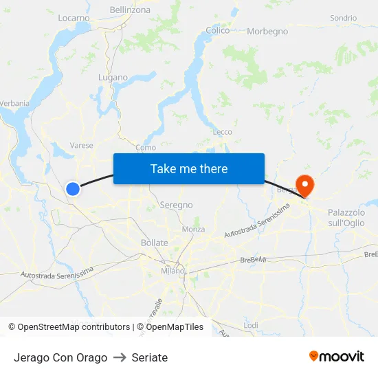 Jerago con Orago to Seriate map