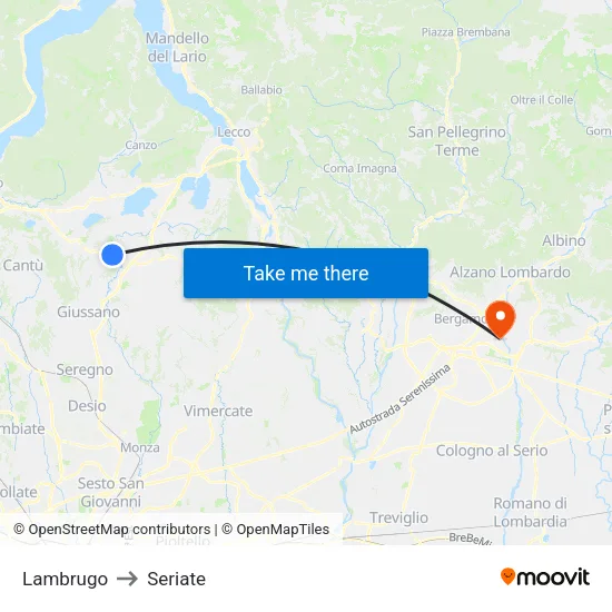 Lambrugo to Seriate map