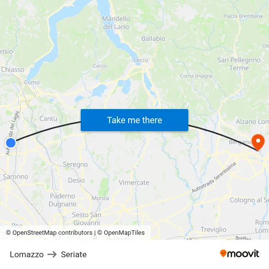 Lomazzo to Seriate map