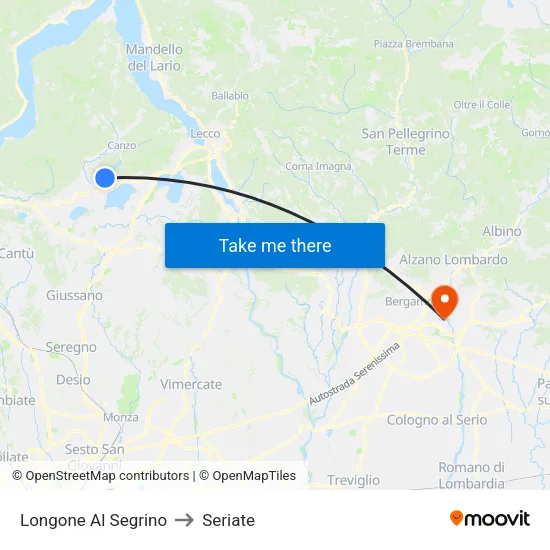 Longone Al Segrino to Seriate map