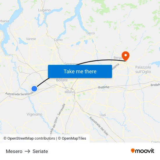 Mesero to Seriate map