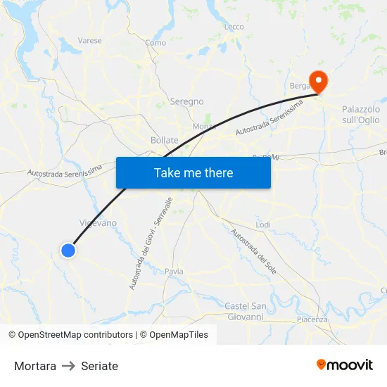 Mortara to Seriate map