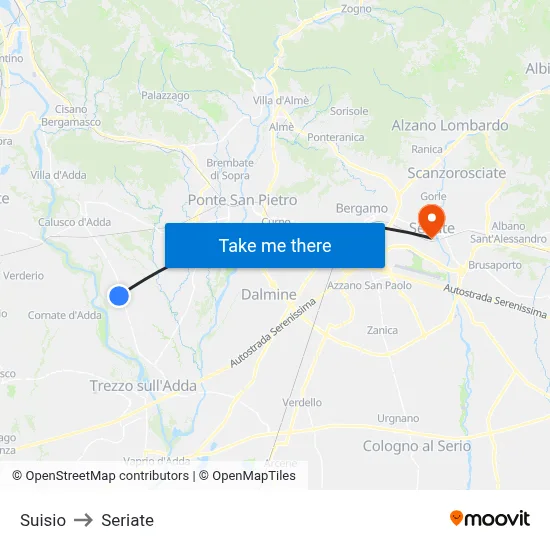 Suisio to Seriate map