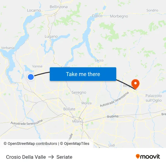 Crosio Della Valle to Seriate map
