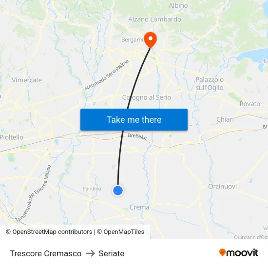 Trescore Cremasco to Seriate map