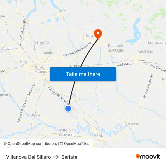 Villanova Del Sillaro to Seriate map
