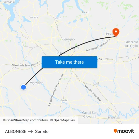 ALBONESE to Seriate map