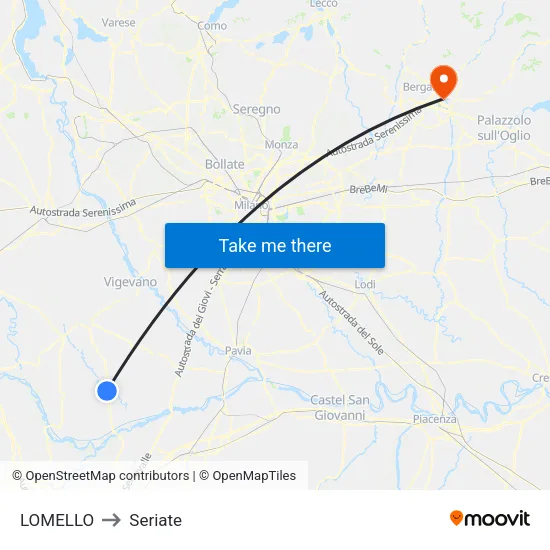 Lomello to Seriate map