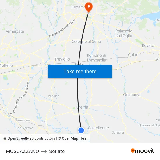 Moscazzano to Seriate map
