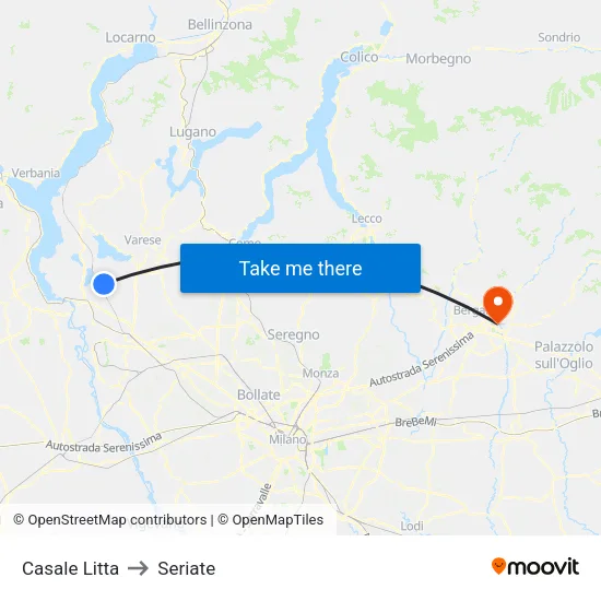Casale Litta to Seriate map