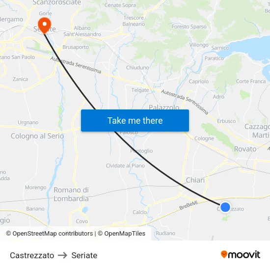 Castrezzato to Seriate map