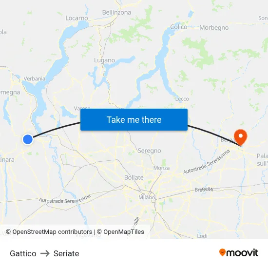 Gattico to Seriate map
