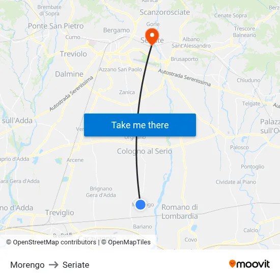 Morengo to Seriate map