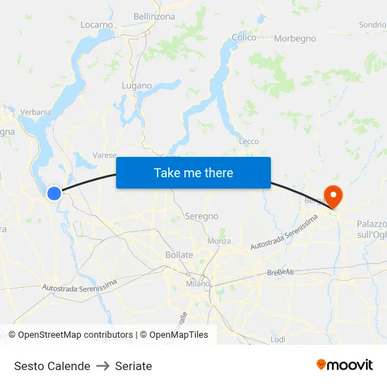 Sesto Calende to Seriate map