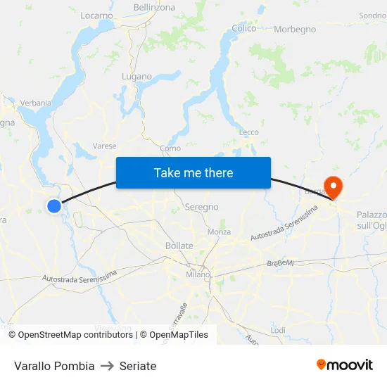 Varallo Pombia to Seriate map