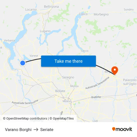 Varano Borghi to Seriate map