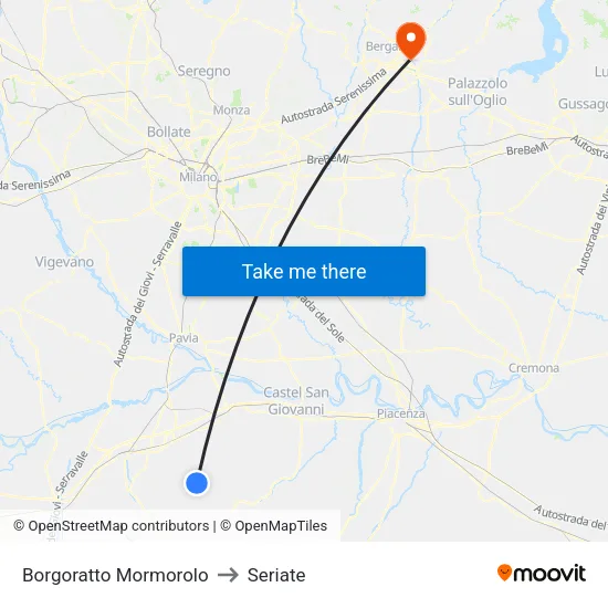 Borgoratto Mormorolo to Seriate map