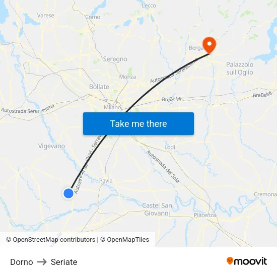 Dorno to Seriate map