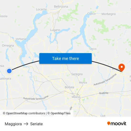Maggiora to Seriate map