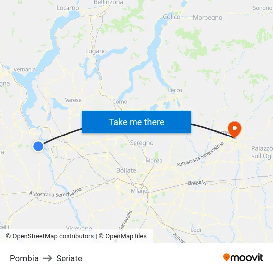 Pombia to Seriate map