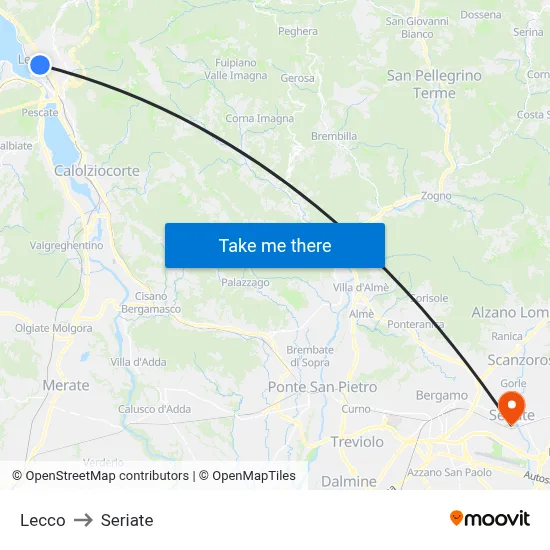 Lecco to Seriate map