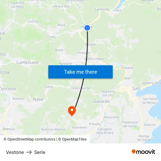 Vestone to Serle map