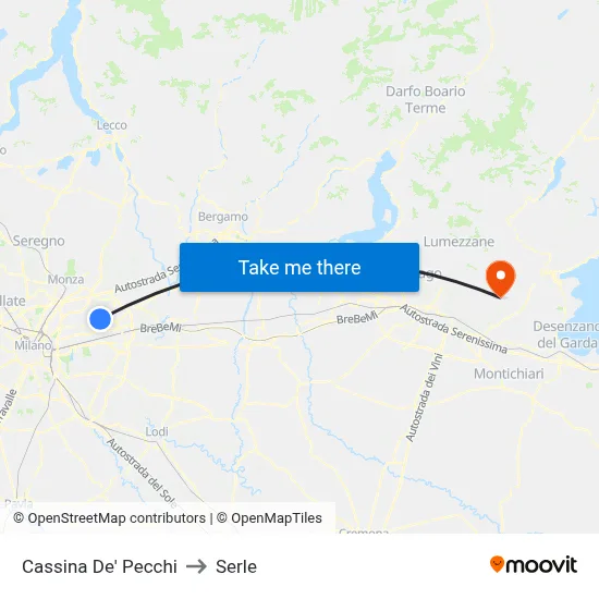 Cassina De' Pecchi to Serle map