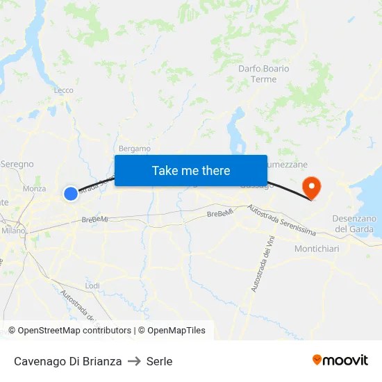Cavenago di Brianza to Serle map