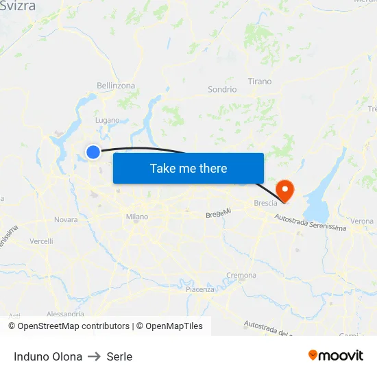 Induno Olona to Serle map