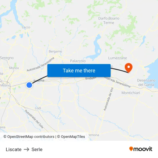 Liscate to Serle map