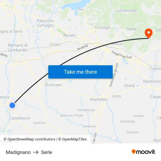 Madignano to Serle map