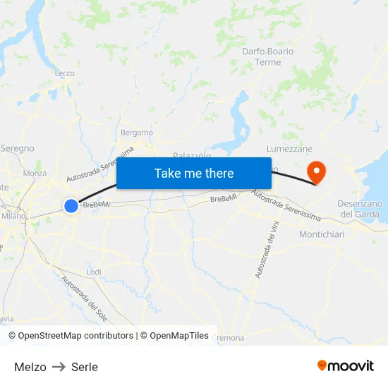 Melzo to Serle map