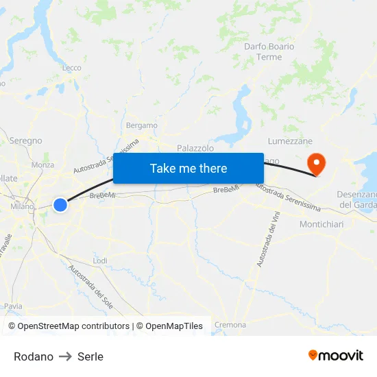 Rodano to Serle map
