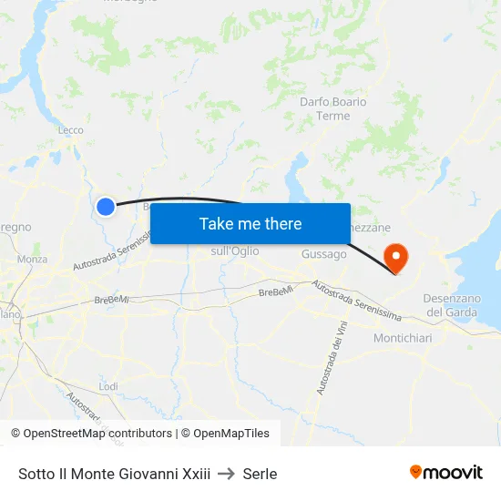 Sotto Il Monte Giovanni Xxiii to Serle map
