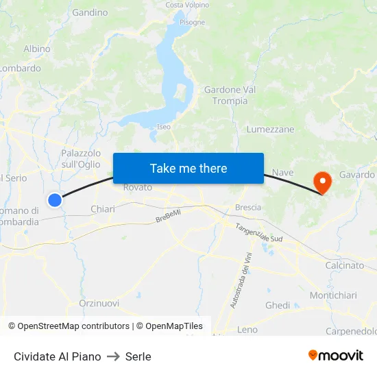 Cividate al Piano to Serle map