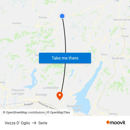 Vezza D' Oglio to Serle map