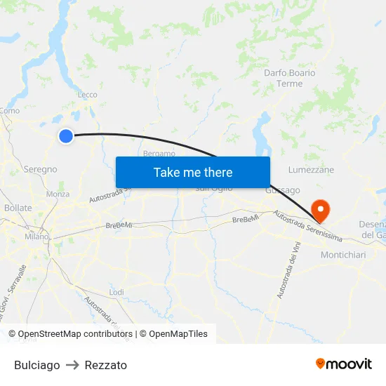 Bulciago to Rezzato map