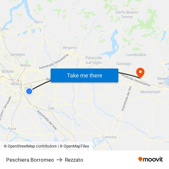 Peschiera Borromeo to Rezzato map