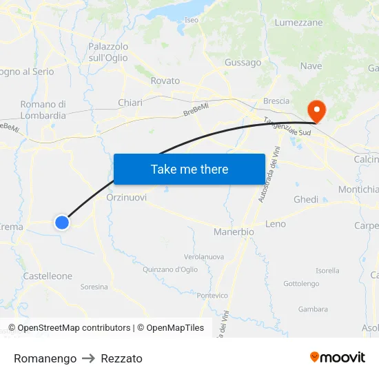 Romanengo to Rezzato map