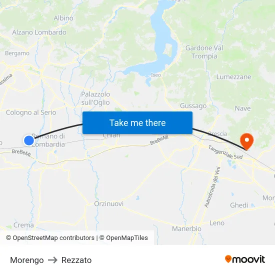 Morengo to Rezzato map