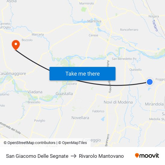 San Giacomo Delle Segnate to Rivarolo Mantovano map