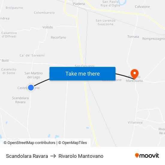 Scandolara Ravara to Rivarolo Mantovano map