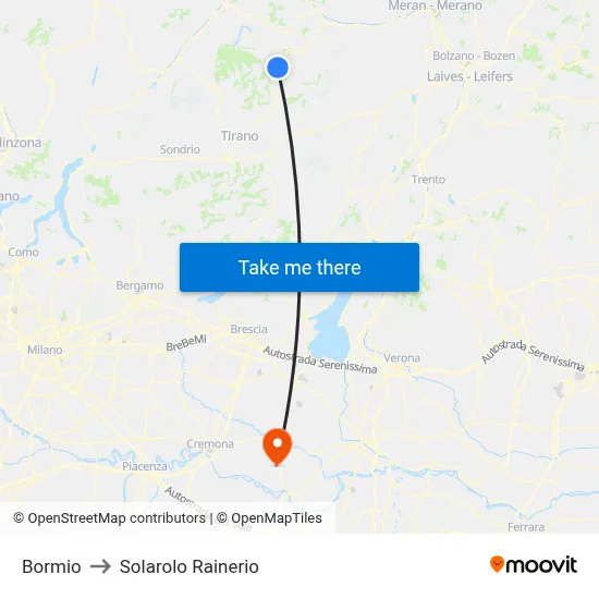 Bormio to Solarolo Rainerio map