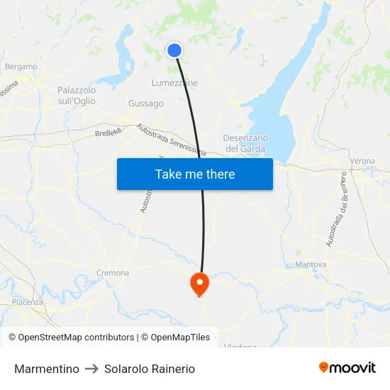 Marmentino to Solarolo Rainerio map