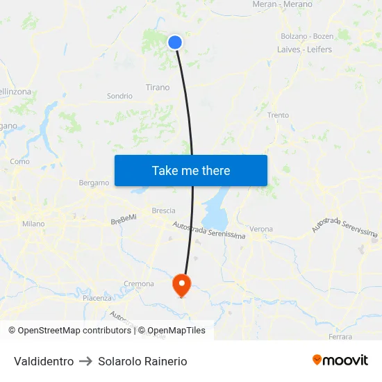 Valdidentro to Solarolo Rainerio map